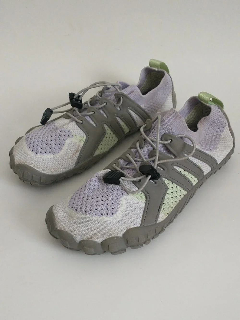 Stelle Big Kid's Lightweight Knit Slip-On Water Shoes. Lavender and Gray. SIZE 5